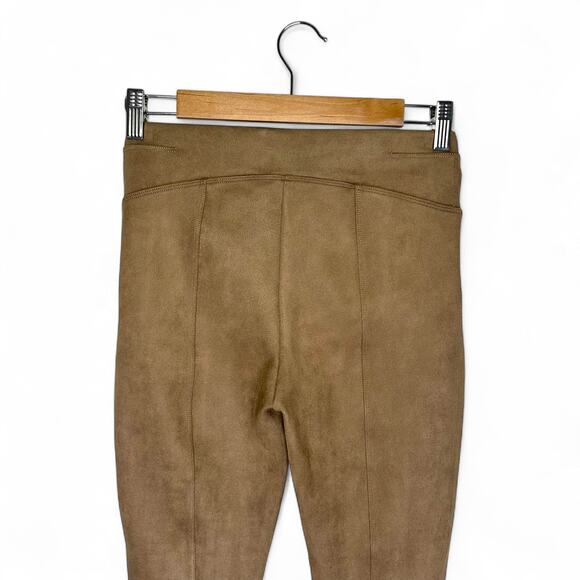 Spanx Women's High Waist Faux Suede Size Leggings S Taupe Camel Brown Microfiber - Picture 6 of 12